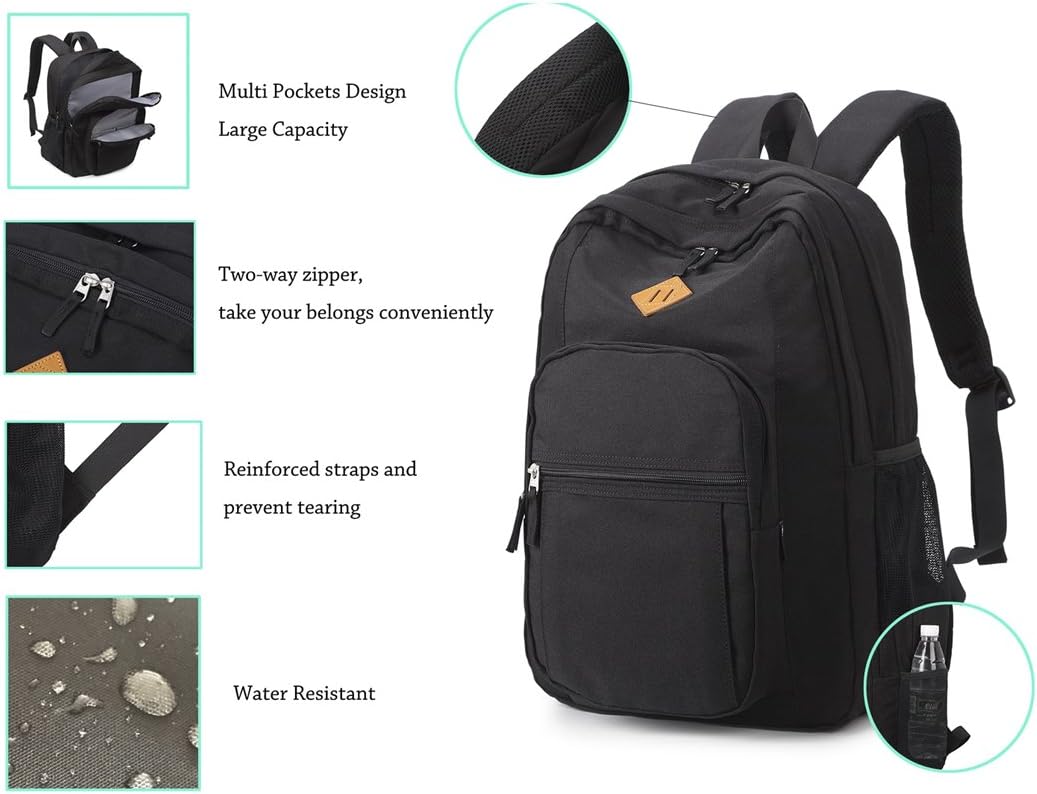 abshoo Classical Basic Travel Backpack For School Water Resistant Bookbag - Image 7