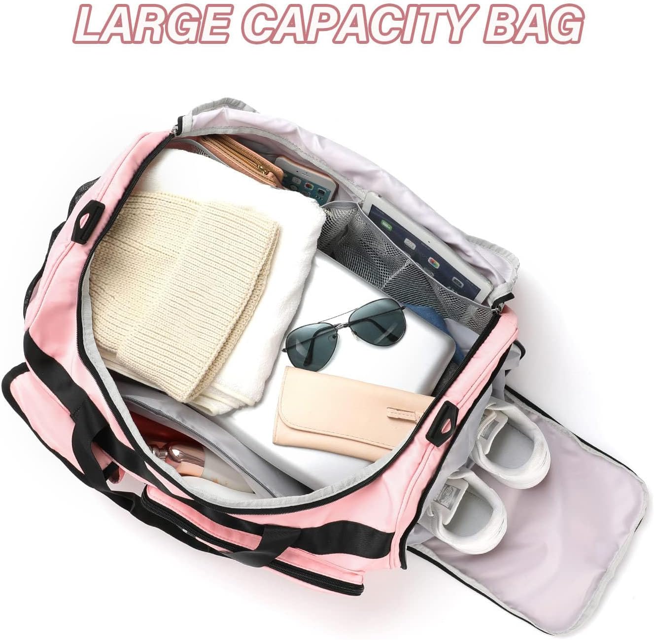 Gym Bag for Women Men Travel Duffle Bag Large Capacity Carry On Weekender Overnight Bag With Shoe Compartment Gym Tote Dry Wet Separation Duffel Bag for Travel - Image 4