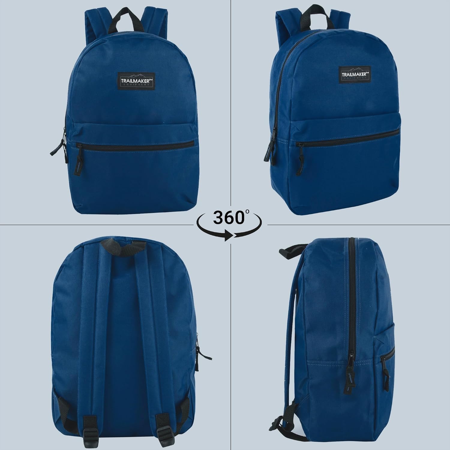 Trail maker Classic 17 inch Backpacks with Adjustable Padded Straps | School Backpacks for Girls, Boys (Navy) - Image 5