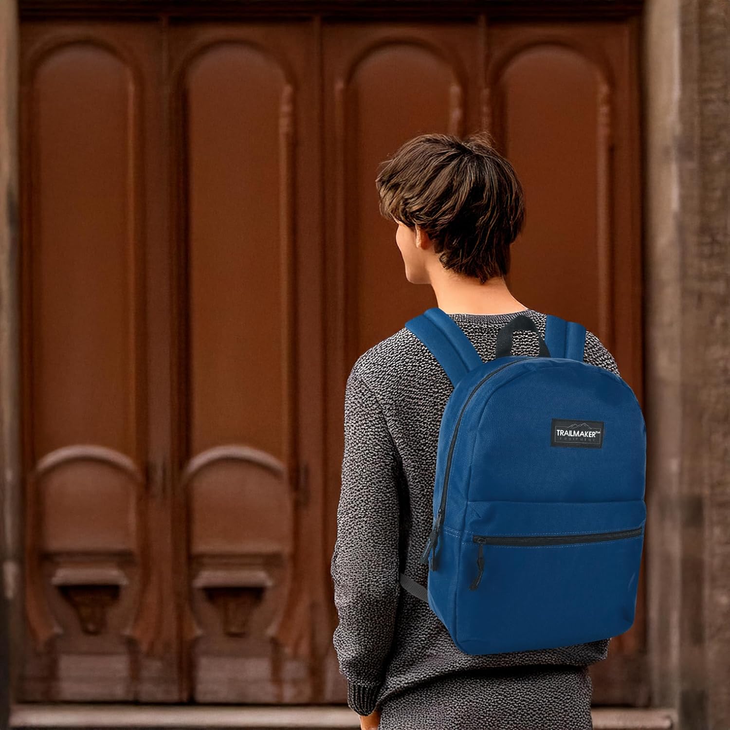 Trail maker Classic 17 inch Backpacks with Adjustable Padded Straps | School Backpacks for Girls, Boys (Navy) - Image 8